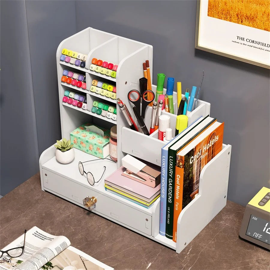 DIY Space-Saving Large-Capacity Pen Holder Office Supplies Storage Stationery Box Student School Supplies Storage Dormitory Use