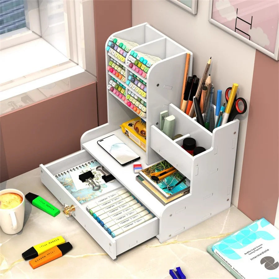 DIY Space-Saving Large-Capacity Pen Holder Office Supplies Storage Stationery Box Student School Supplies Storage Dormitory Use