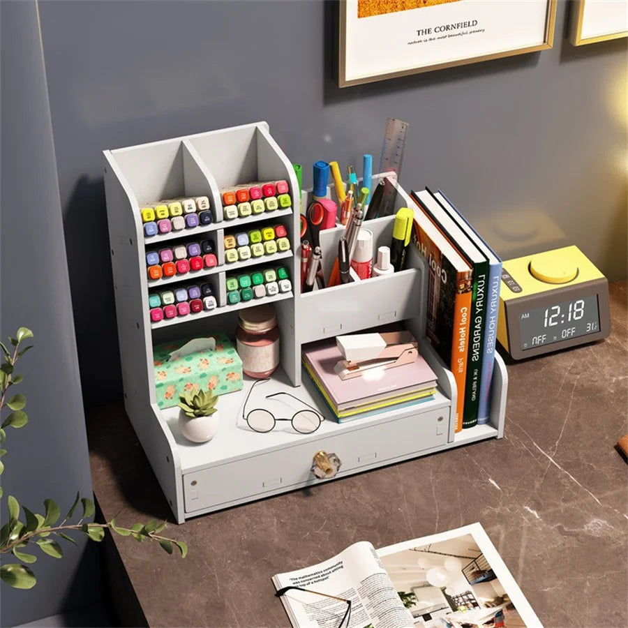 DIY Space-Saving Large-Capacity Pen Holder Office Supplies Storage Stationery Box Student School Supplies Storage Dormitory Use